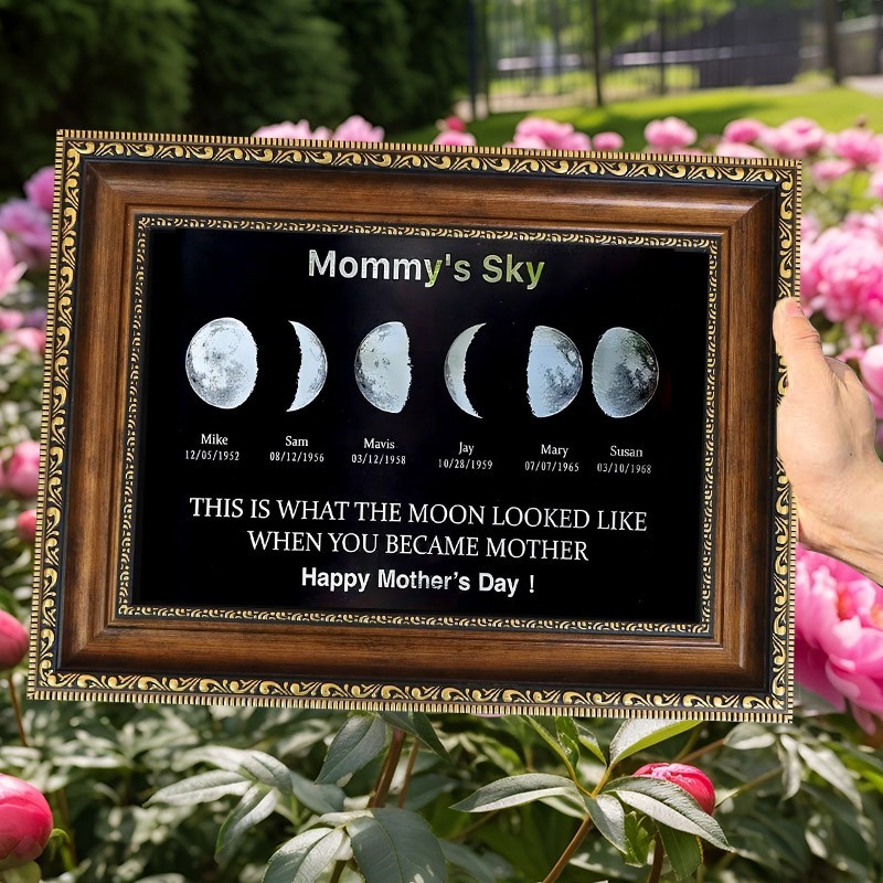 Personalized Moon Phase Wood Frame Mother's Day Gift