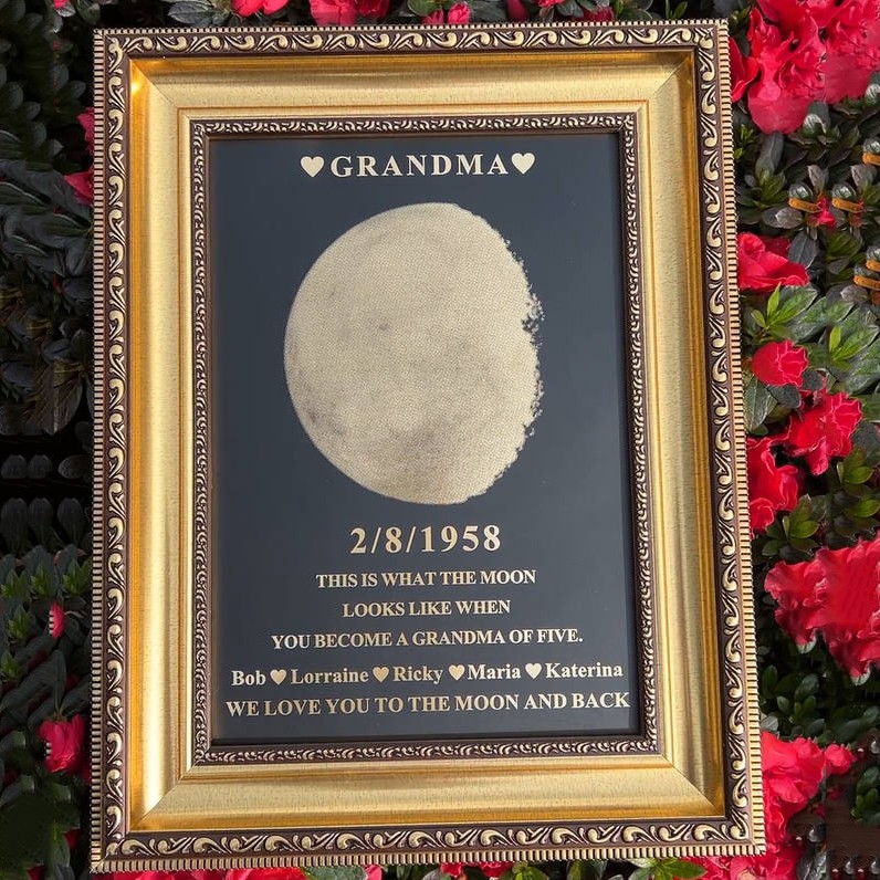 Personalized Moon Phase Wood Frame Mother's Day Gift