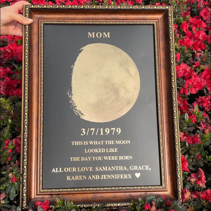 Personalized Moon Phase Wood Frame Mother's Day Gift