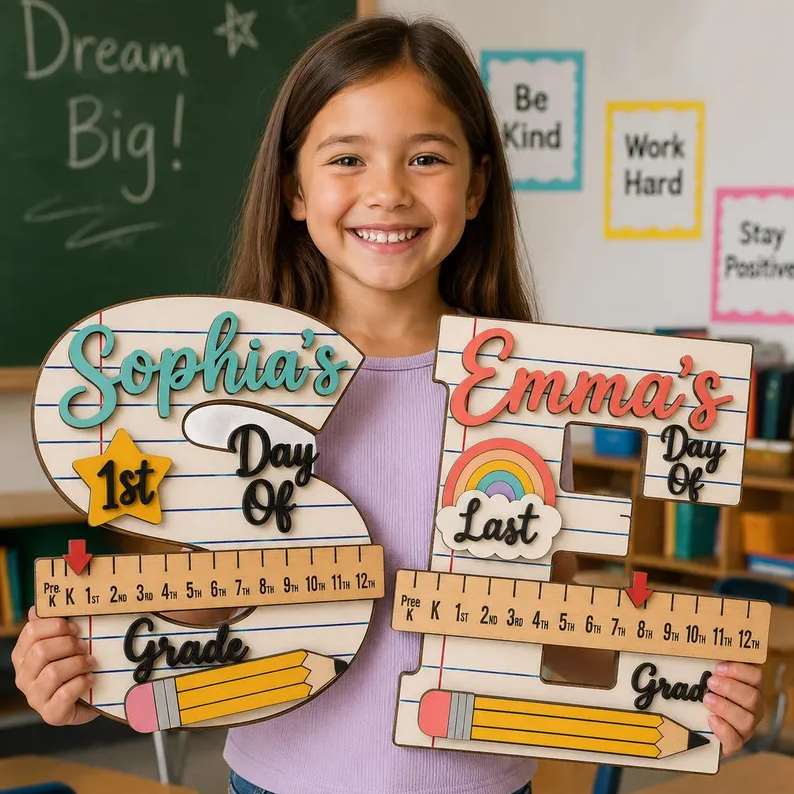 Custom Name Back to School Sign Kids Milestone Photo Prop