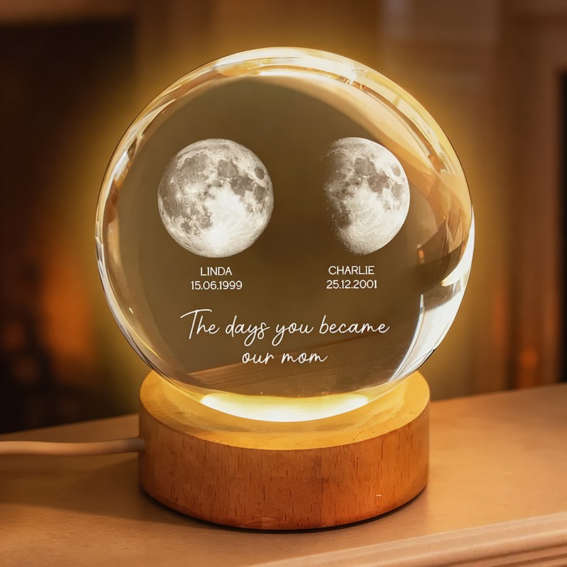 Personalized Moon Phase Crystal Ball LED Night Light Mother‘s Day