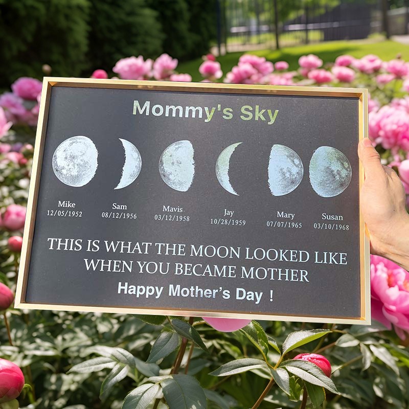 Personalized Moon Phase Wood Frame Mother's Day Gift