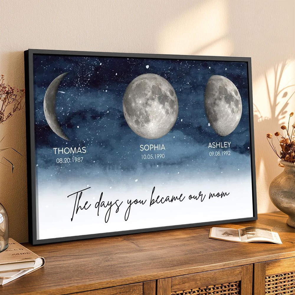 Personalized Moon Phase Wood Frame Mother's Day Gift