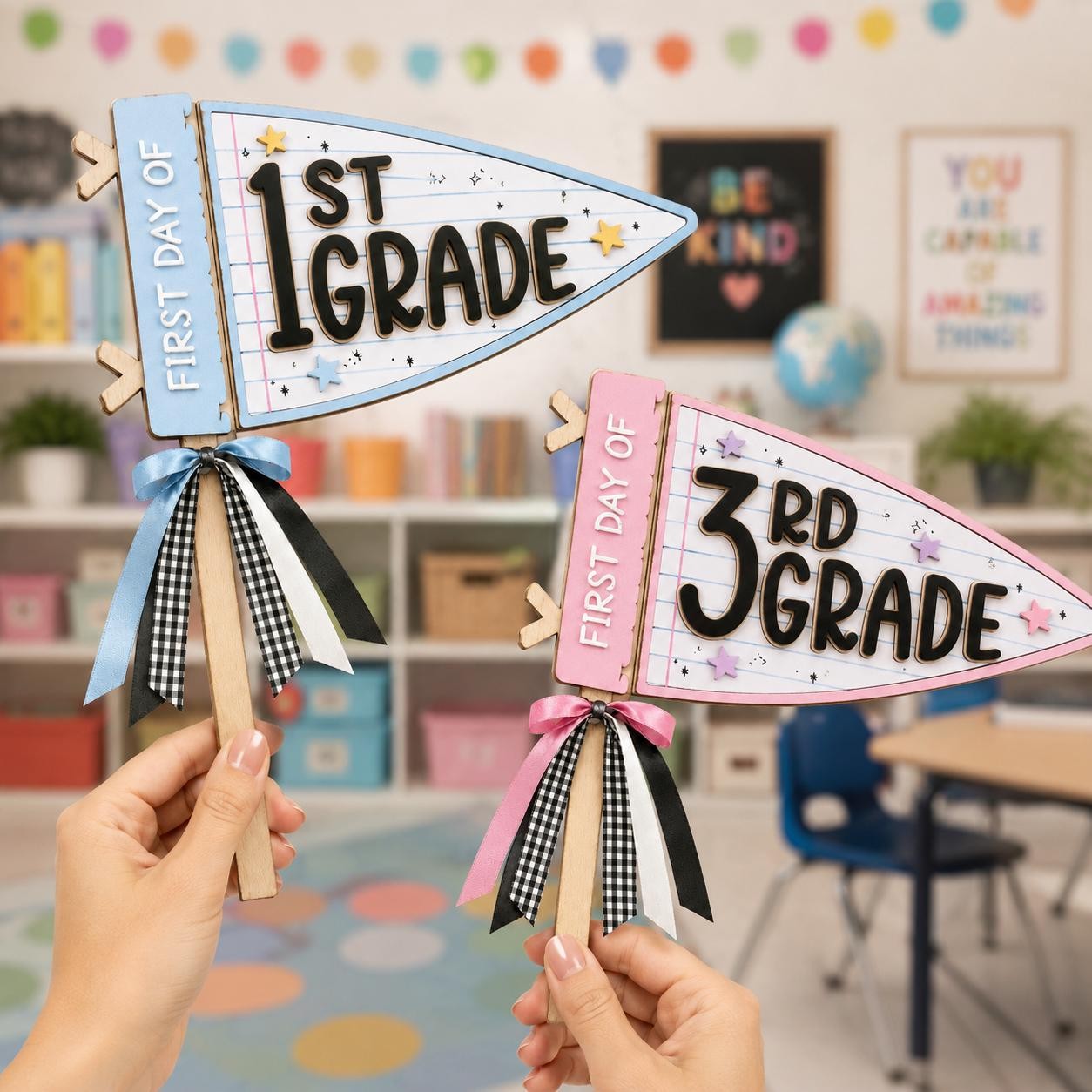 Personalized First and Last Day of School Pennant Flag
