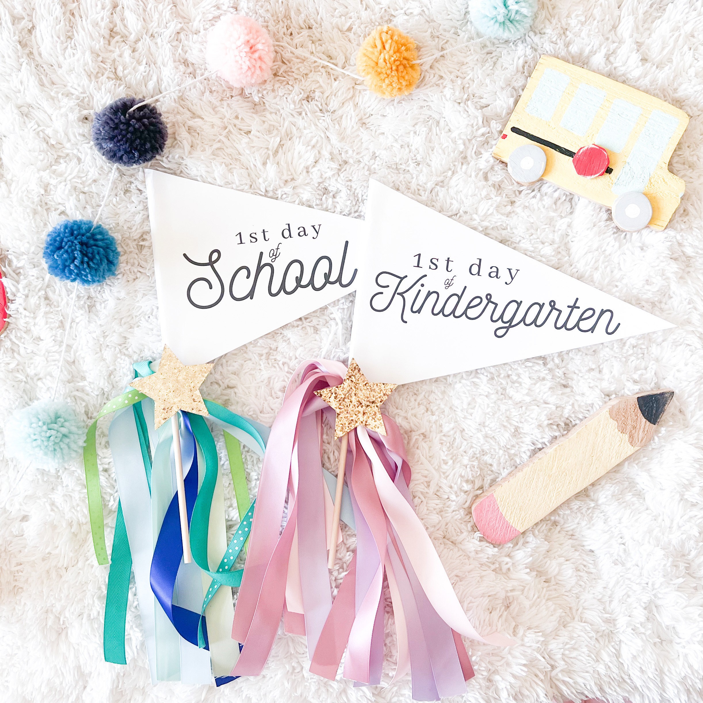 Personalized First and Last Day of School Pennant Flag
