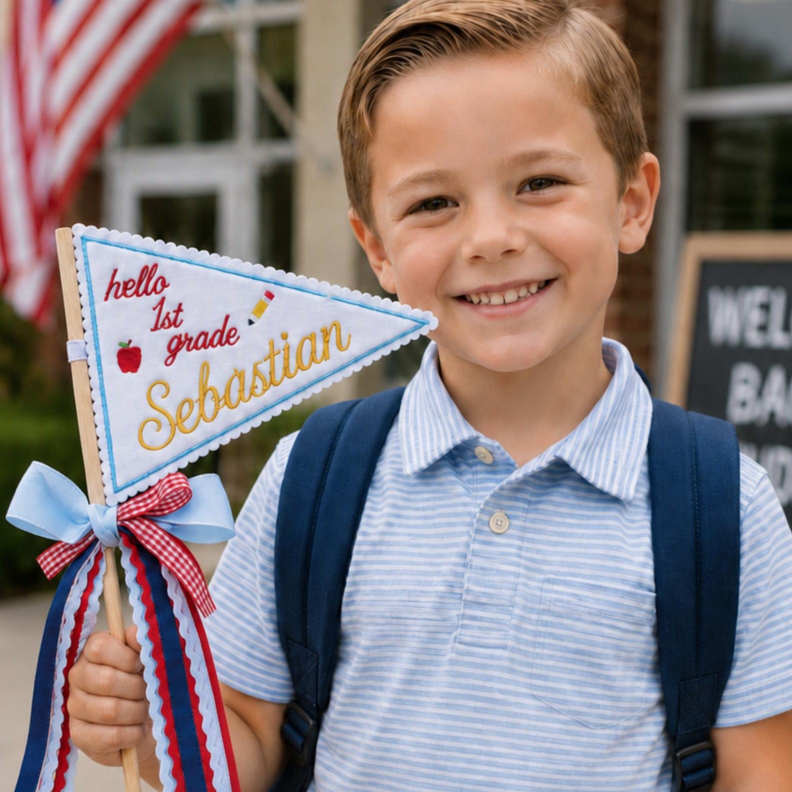 Personalized First and Last Day of School Pennant Flag