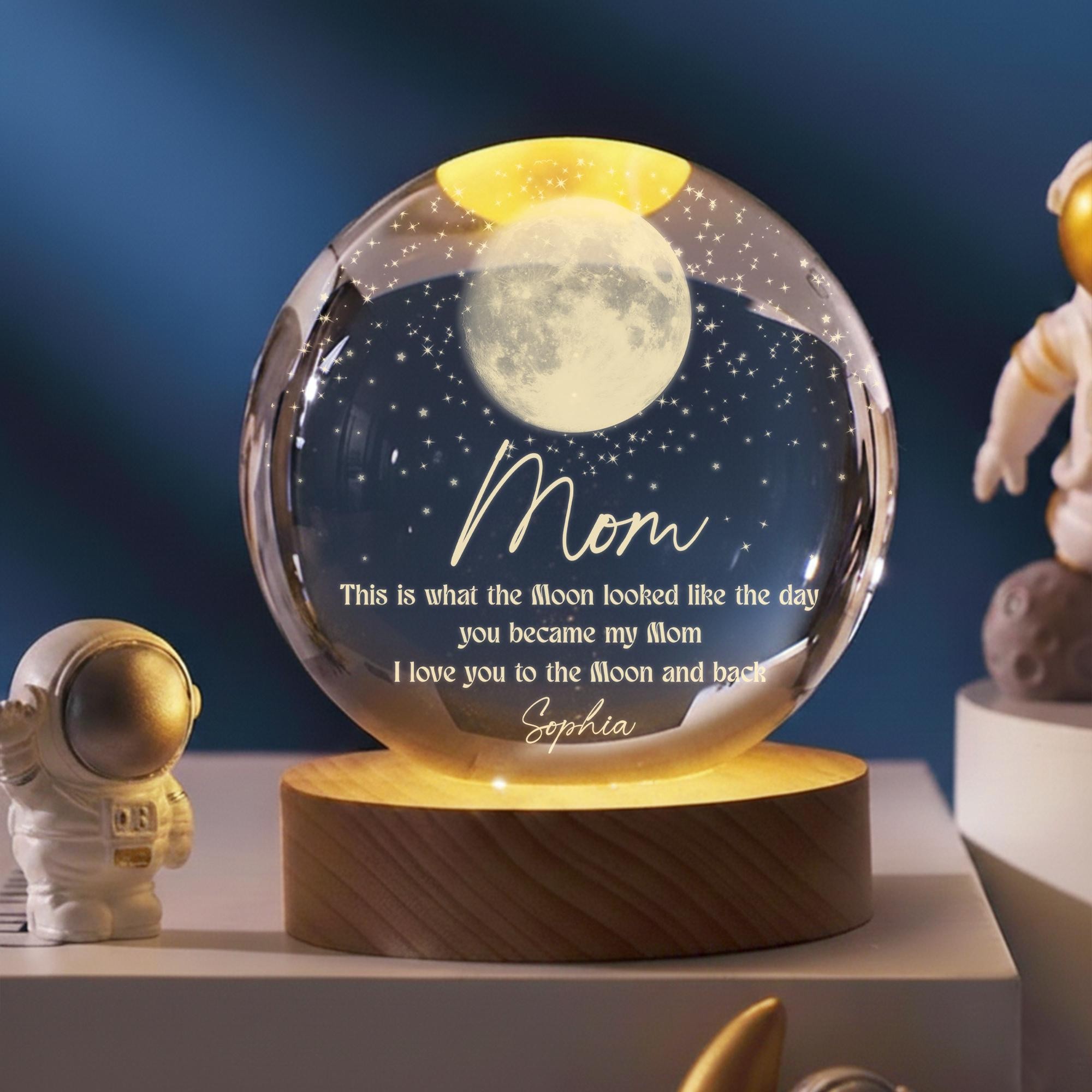 Personalized Moon Phase Crystal Ball LED Night Light Mother's Day