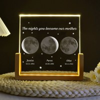 Personalized Moon Phase Wood Frame Mother's Day Gift