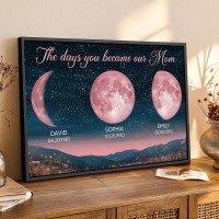 Personalized Moon Phase Wood Frame Mother's Day Gift