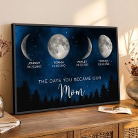 Personalized Moon Phase Wood Frame Mother's Day Gift