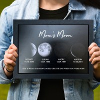 Personalized Moon Phase Wood Frame Mother's Day Gift