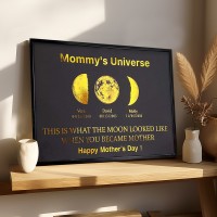 Personalized Moon Phase Wood Frame Mother's Day Gift