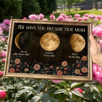 Personalized Moon Phase Wood Frame Mother's Day Gift