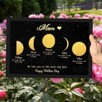 Personalized Moon Phase Wood Frame Mother's Day Gift