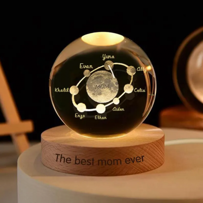 Personalized Moon Phase Crystal Ball LED Night Light Mother's Day