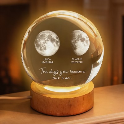Personalized Moon Phase Crystal Ball LED Night Light Mother‘s Day