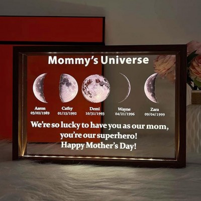 Personalized Moon Phase Wood Frame Mother's Day Gift