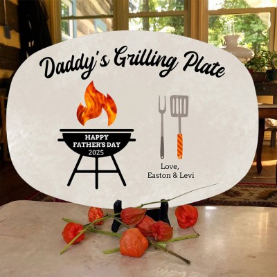 Personalized Daddy's Grilling Plate Father's Day Gift