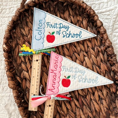 Personalized First and Last Day of School Pennant Flag