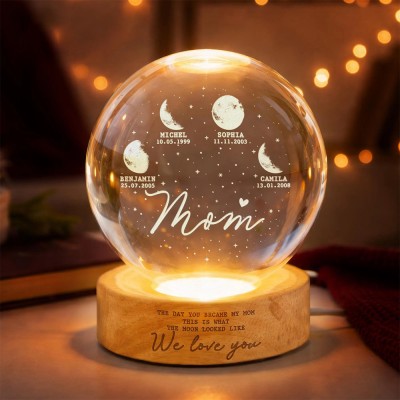 Personalized Moon Phase Crystal Ball LED Night Light Mother's Day