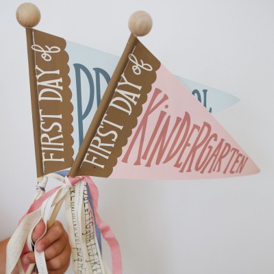 Personalized First and Last Day of School Pennant Flag