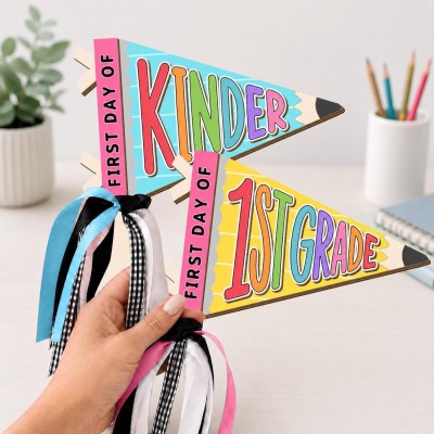 Personalized First and Last Day of School Pennant Flag