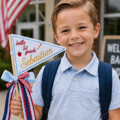 Personalized First and Last Day of School Pennant Flag