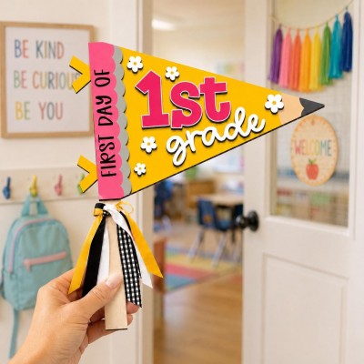 Personalized First and Last Day of School Pennant Flag