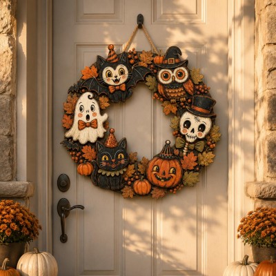 Halloween Door Hanger Pumpkin Welcome Sign