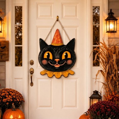 Vintage Halloween Decor Outdoor Black Cat Decor