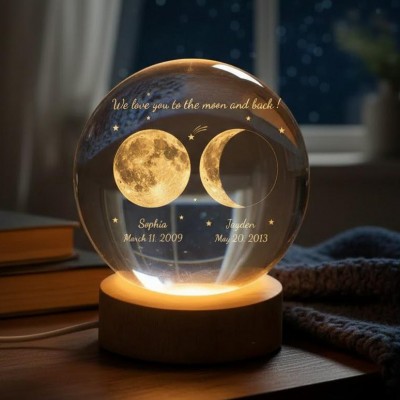 Personalized Moon Phase Crystal Ball LED Night Light Mother‘s Day