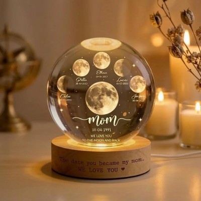 Personalized Moon Phase Crystal Ball LED Night Light Mother's Day
