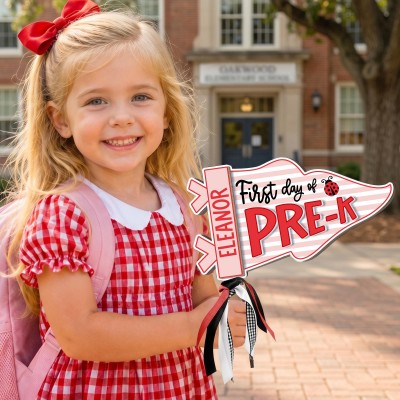 Personalized First and Last Day of School Pennant Flag